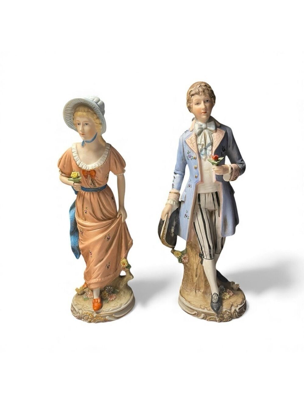 Andrea By Sadek Porcelain Vintage Victorian Figurines, Man and Woman Elegant